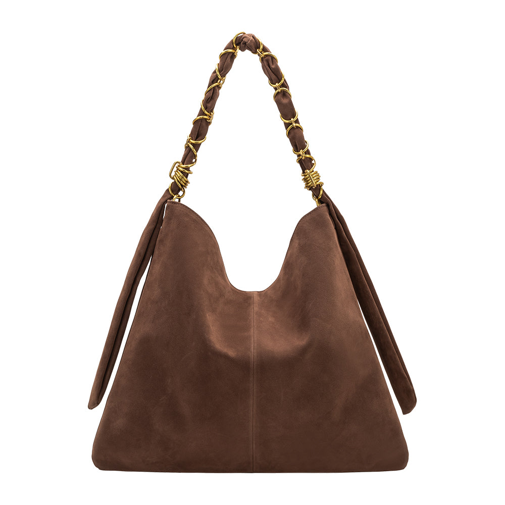 Melie Bianco Chocolate Venus Recycled Vegan Suede Tote Bag