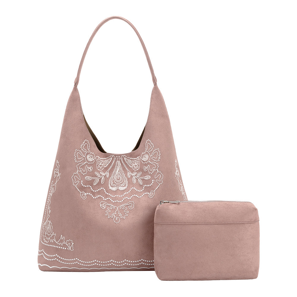 Melie Bianco Mauve Eunice Vegan Suede Tote Bag