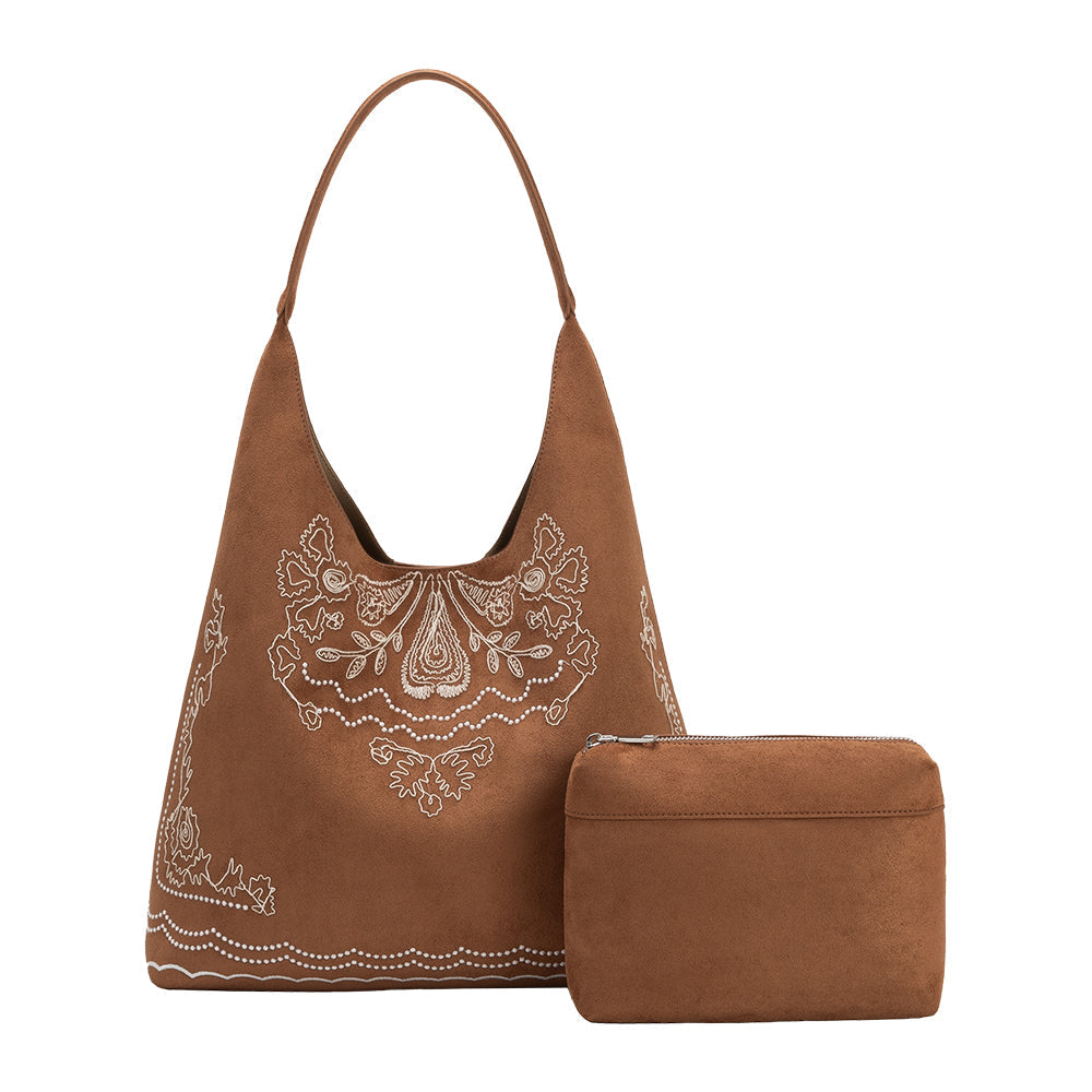 Melie Bianco Tan Eunice Vegan Suede Tote Bag