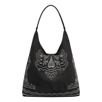 Melie Bianco Black Eunice Vegan Suede Tote Bag