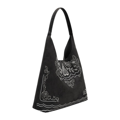 Melie Bianco Black Eunice Vegan Suede Tote Bag