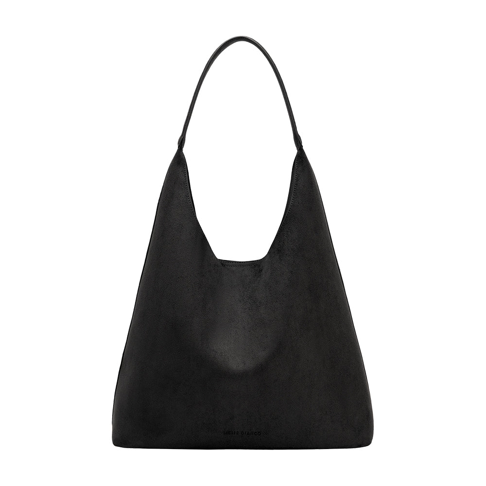 Melie Bianco Black Eunice Vegan Suede Tote Bag