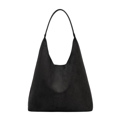 Melie Bianco Black Eunice Vegan Suede Tote Bag
