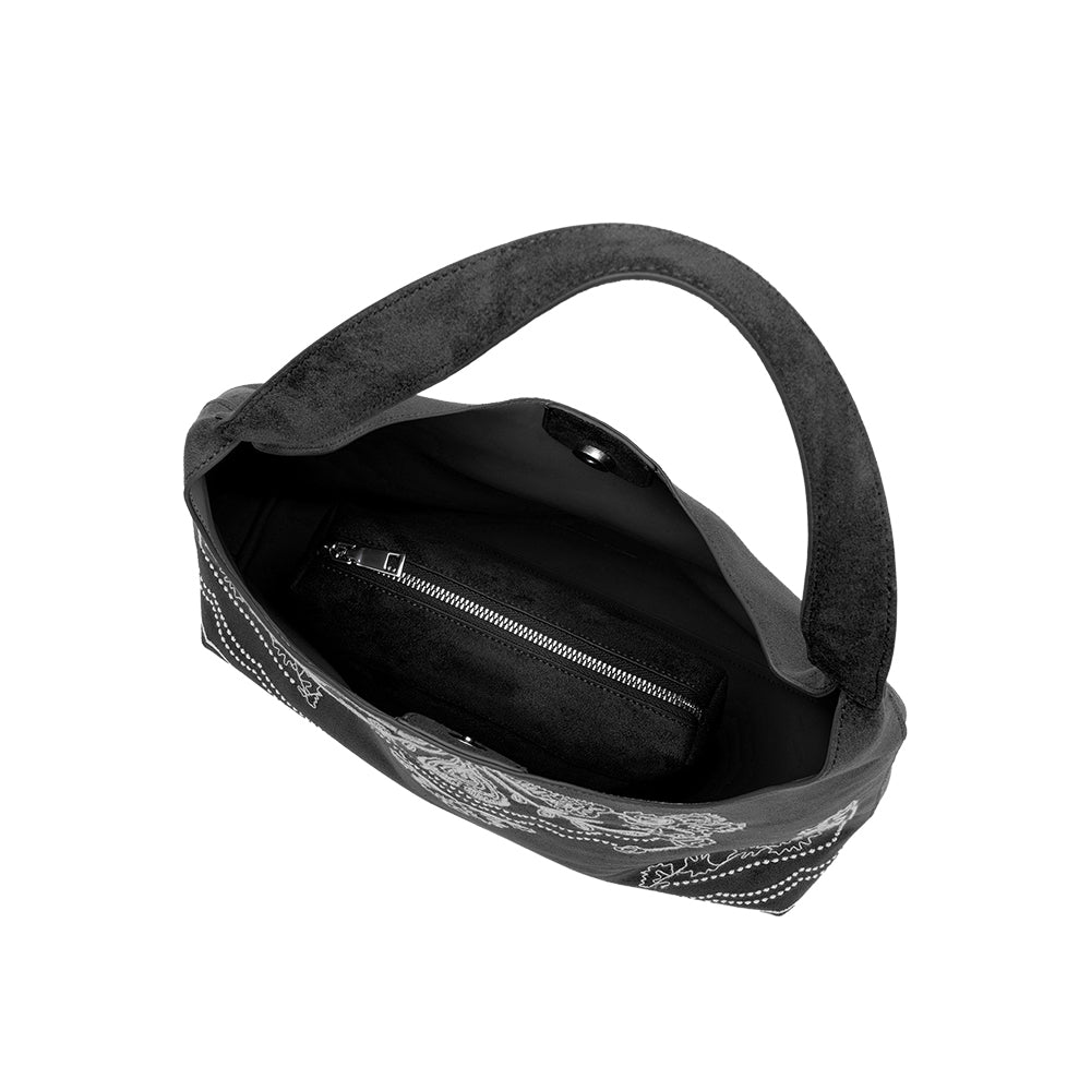 Melie Bianco Black Eunice Vegan Suede Tote Bag