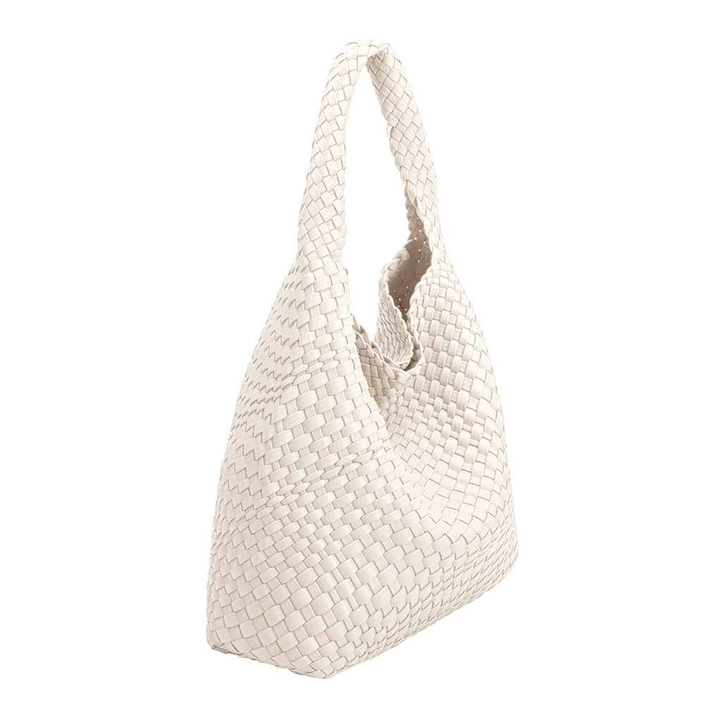 Melie Bianco White Johanna Large Recycled Vegan Leather Shoulder Bag