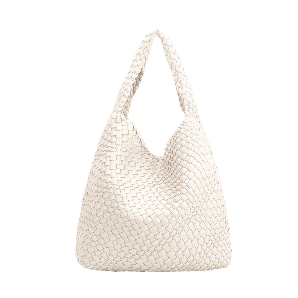 Melie Bianco White Johanna Large Recycled Vegan Leather Shoulder Bag