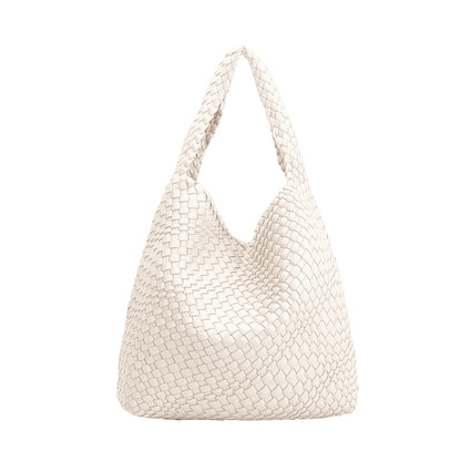 Melie Bianco White Johanna Large Recycled Vegan Leather Shoulder Bag
