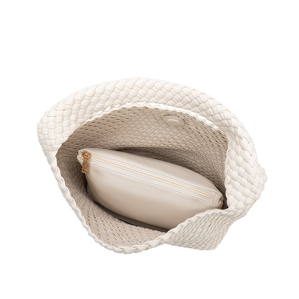 Melie Bianco White Johanna Large Recycled Vegan Leather Shoulder Bag