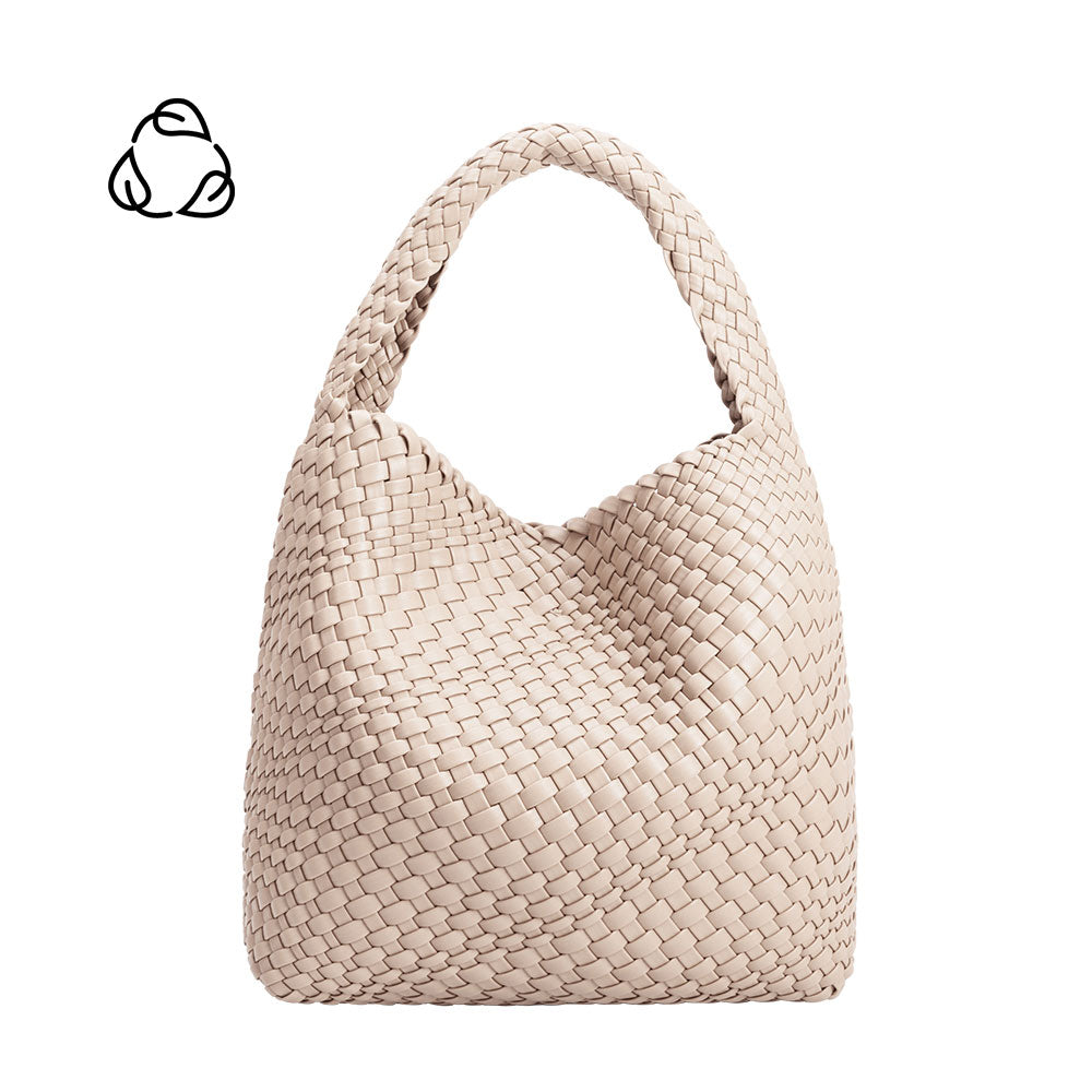 Melie Bianco Ivory Johanna Large Recycled Vegan Leather Shoulder Bag