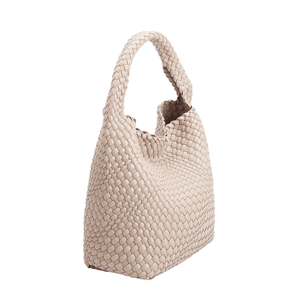 Melie Bianco Ivory Johanna Large Recycled Vegan Leather Shoulder Bag