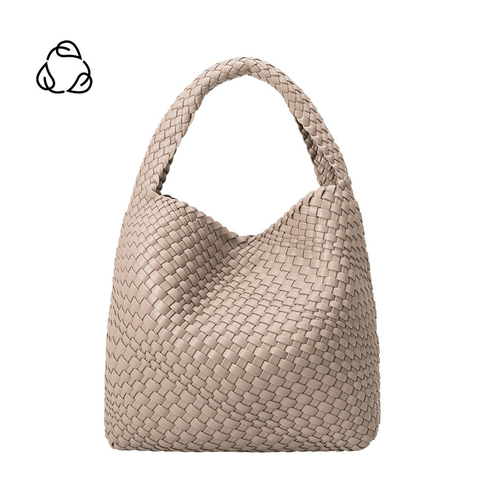 Melie Bianco Taupe Johanna Large Recycled Vegan Leather Shoulder Bag