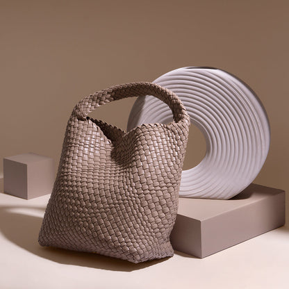 Melie Bianco Taupe Johanna Large Recycled Vegan Leather Shoulder Bag