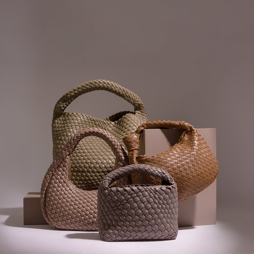 Melie Bianco Taupe Johanna Large Recycled Vegan Leather Shoulder Bag