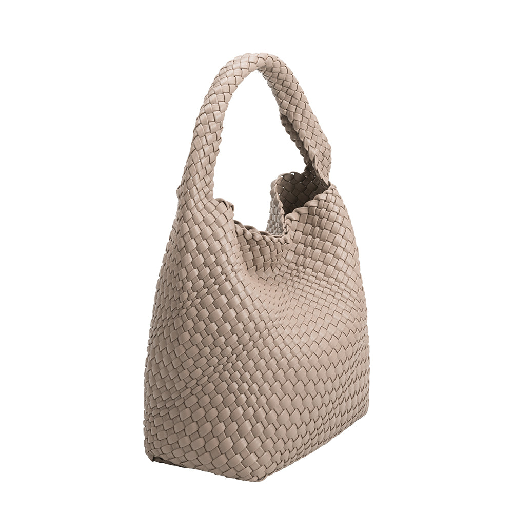 Melie Bianco Taupe Johanna Large Recycled Vegan Leather Shoulder Bag
