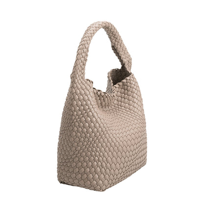 Melie Bianco Taupe Johanna Large Recycled Vegan Leather Shoulder Bag