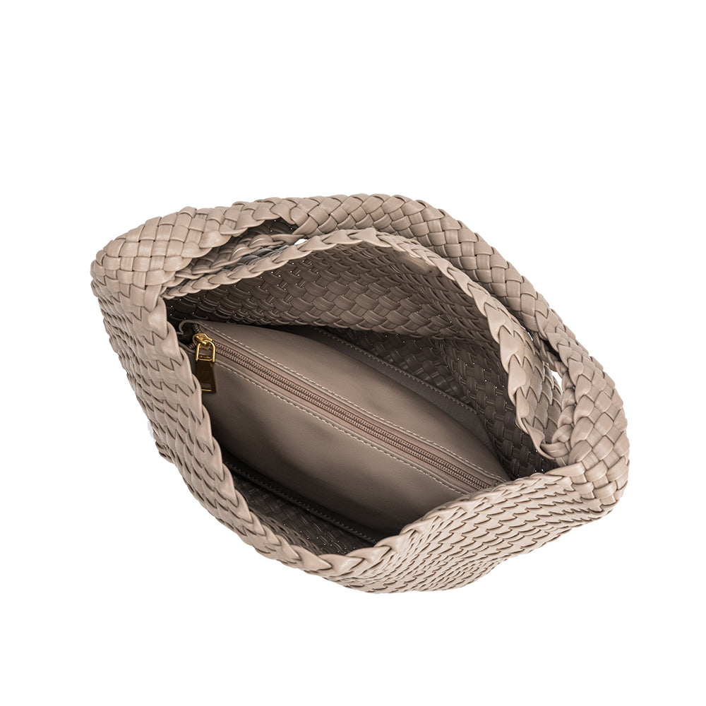 Melie Bianco Taupe Johanna Large Recycled Vegan Leather Shoulder Bag
