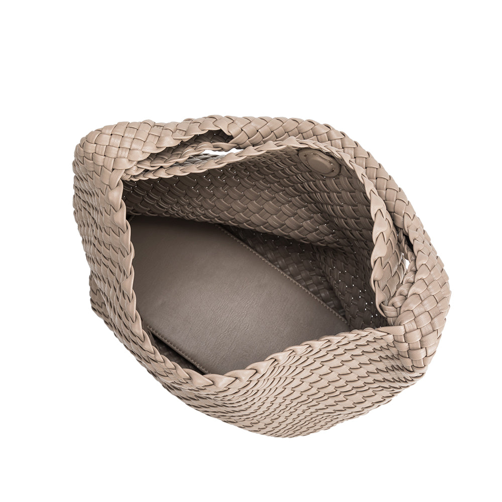 Melie Bianco Taupe Johanna Large Recycled Vegan Leather Shoulder Bag