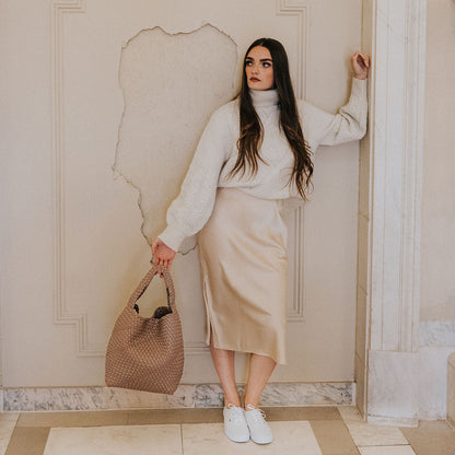 Melie Bianco Taupe Johanna Large Recycled Vegan Leather Shoulder Bag
