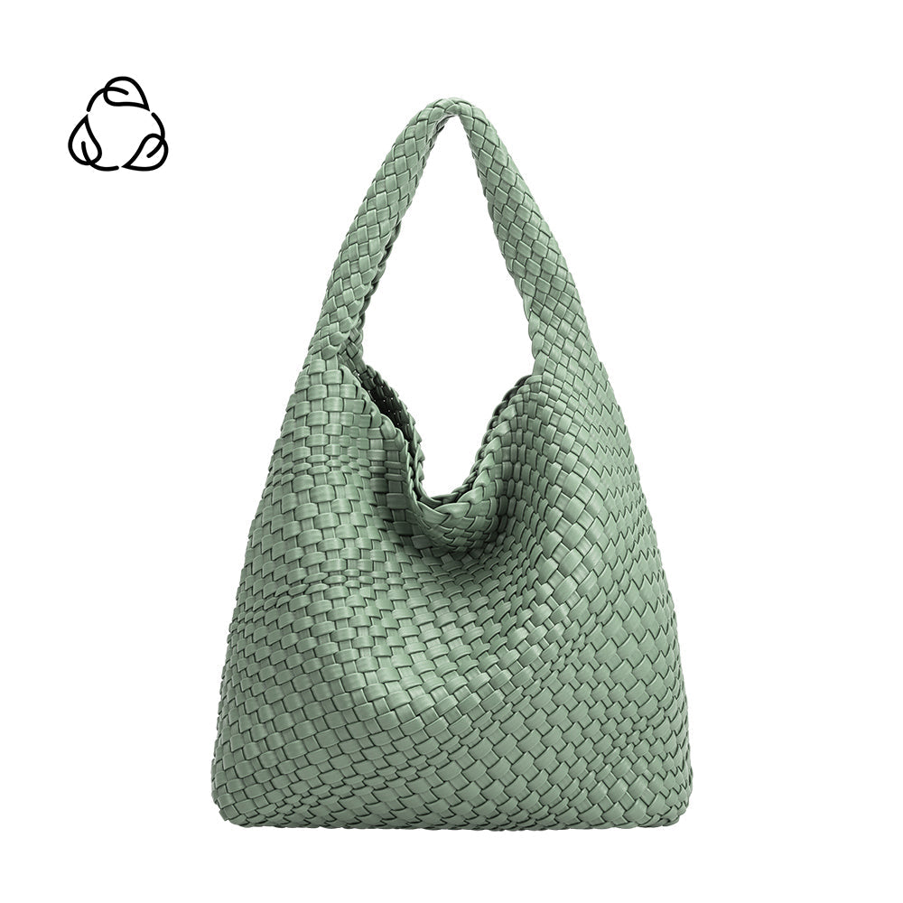 Melie Bianco Light Teal Johanna Large Recycled Vegan Leather Shoulder Bag