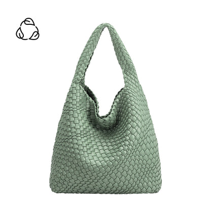 Melie Bianco Light Teal Johanna Large Recycled Vegan Leather Shoulder Bag