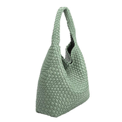 Melie Bianco Light Teal Johanna Large Recycled Vegan Leather Shoulder Bag