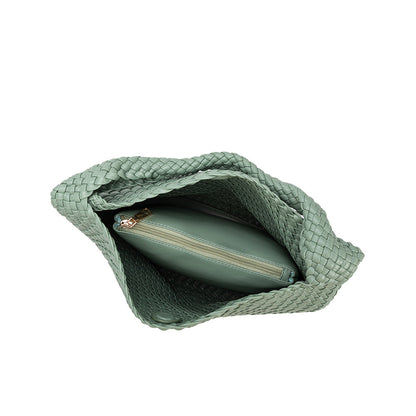 Melie Bianco Light Teal Johanna Large Recycled Vegan Leather Shoulder Bag