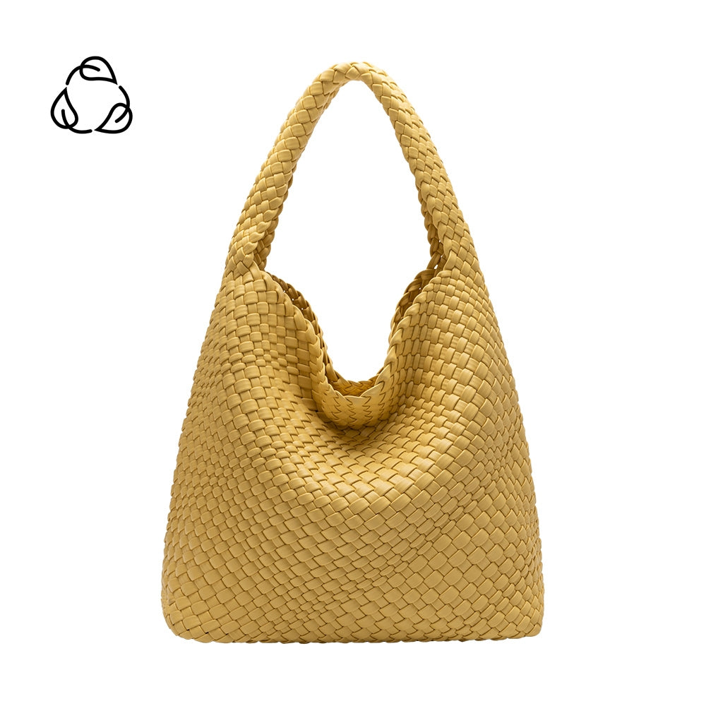 Melie Bianco Yellow Johanna Large Recycled Vegan Leather Shoulder Bag