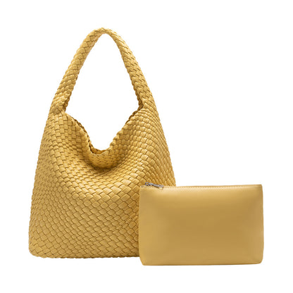 Melie Bianco Yellow Johanna Large Recycled Vegan Leather Shoulder Bag
