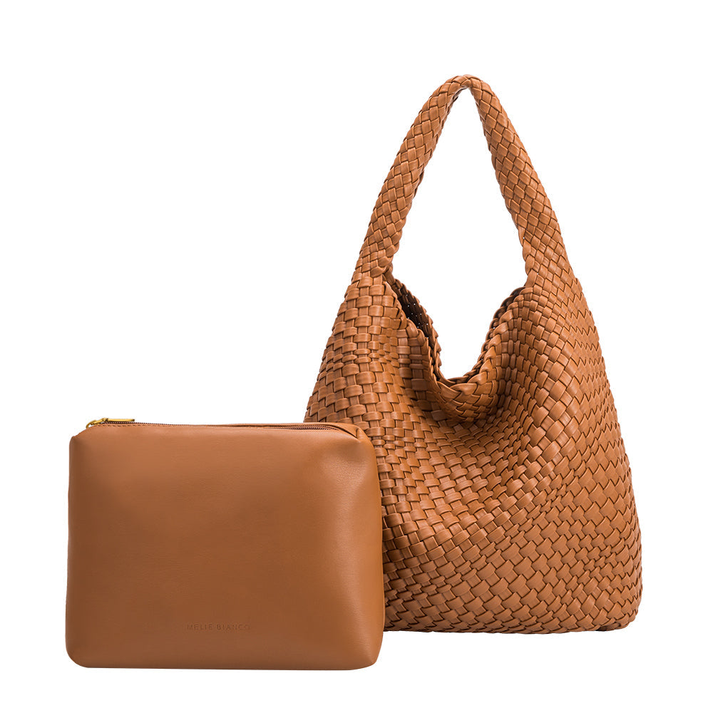 Melie Bianco Saddle Johanna Large Recycled Vegan Leather Shoulder Bag |Melie Bianco