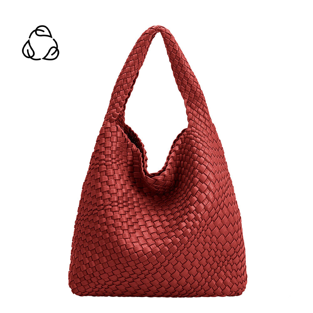 Melie Bianco Red Johanna Large Recycled Vegan Leather Shoulder Bag