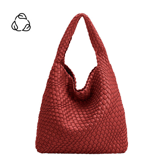 Melie Bianco Red Johanna Large Recycled Vegan Leather Shoulder Bag