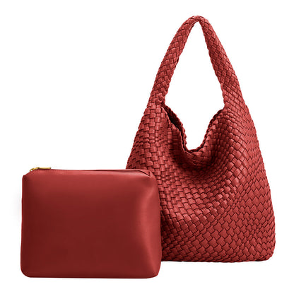 Melie Bianco Red Johanna Large Recycled Vegan Leather Shoulder Bag