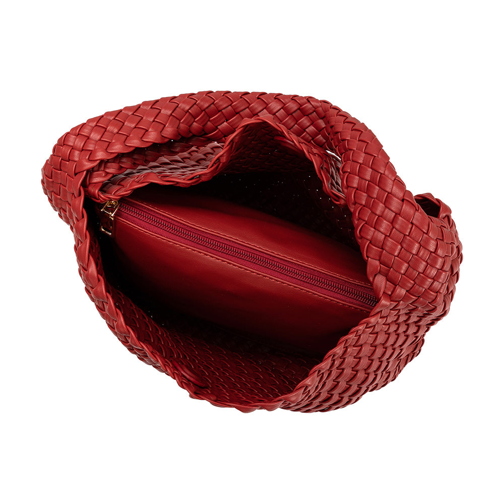 Melie Bianco Red Johanna Large Recycled Vegan Leather Shoulder Bag