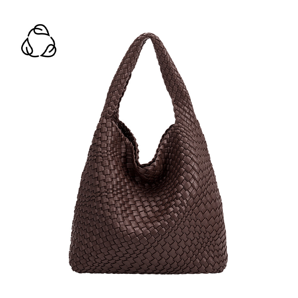 Melie Bianco Espresso Johanna Large Recycled Vegan Leather Shoulder Bag