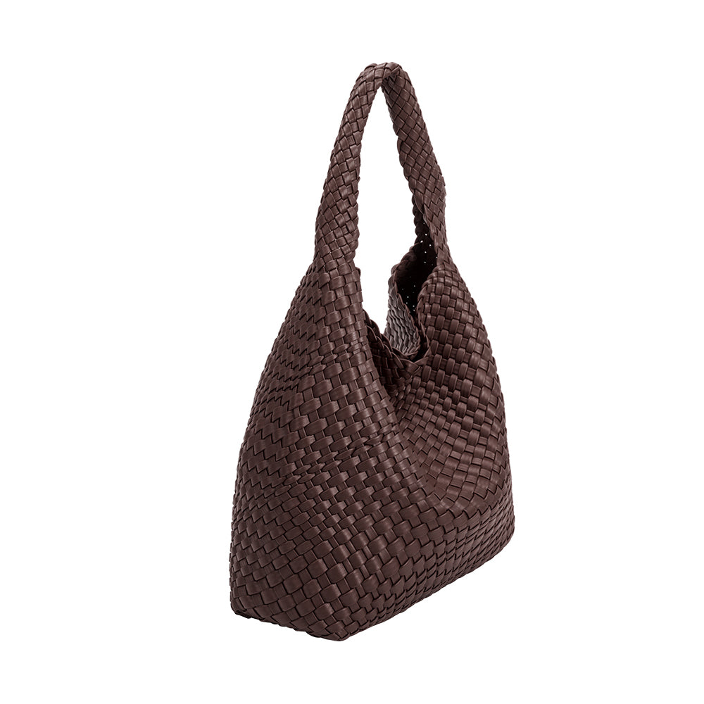 Melie Bianco Espresso Johanna Large Recycled Vegan Leather Shoulder Bag