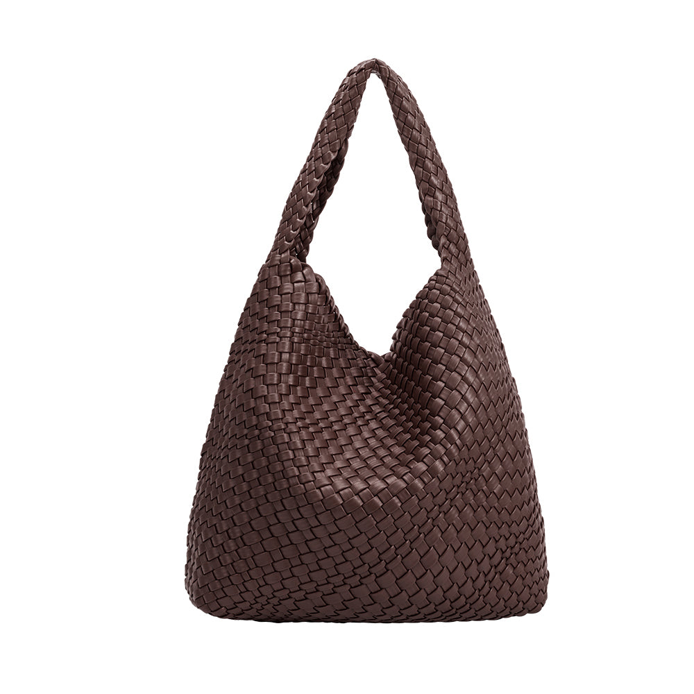 Melie Bianco Espresso Johanna Large Recycled Vegan Leather Shoulder Bag