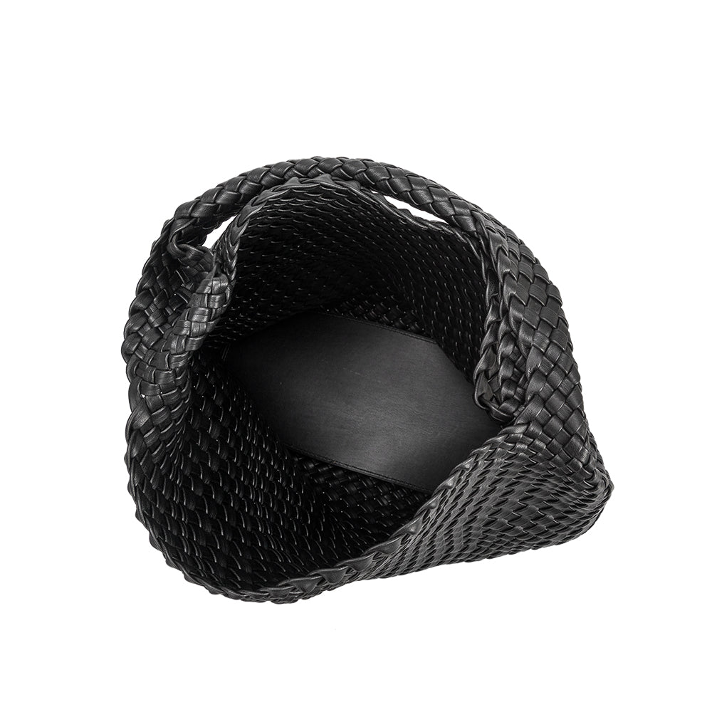 Melie Bianco Black Johanna Large Recycled Vegan Leather Shoulder Bag