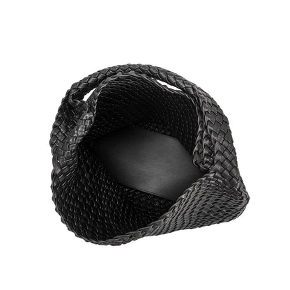 Melie Bianco Black Johanna Large Recycled Vegan Leather Shoulder Bag