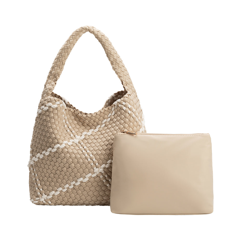 Melie Bianco Almond Johanna Large Nylon Shoulder Bag