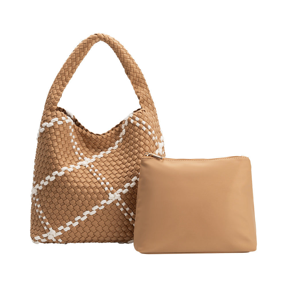 Melie Bianco Sand Johanna Large Nylon Shoulder Bag