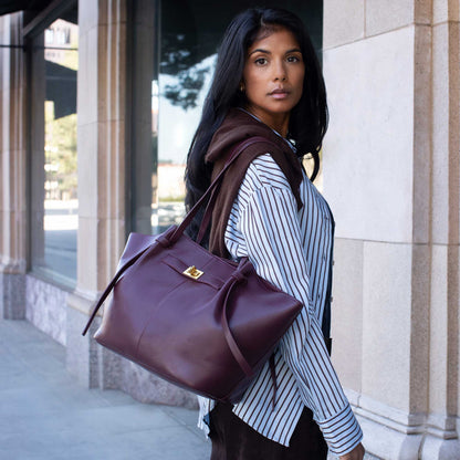 Melie Bianco Espresso Imelda Recycled Vegan Leather Tote Bag