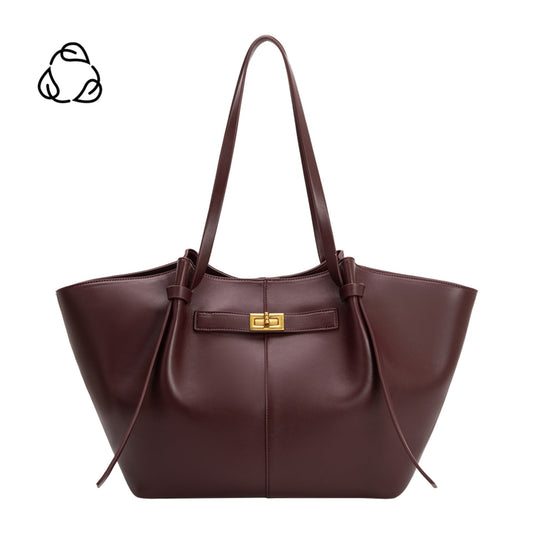 Melie Bianco Burgundy Imelda Recycled Vegan Leather Tote Bag