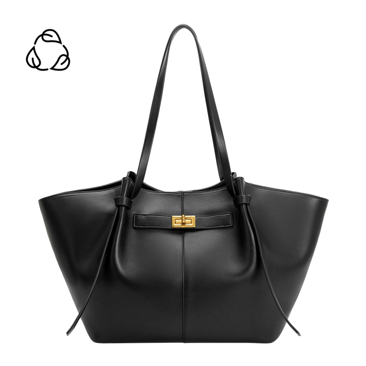 Melie Bianco Black Imelda Recycled Vegan Leather Tote Bag