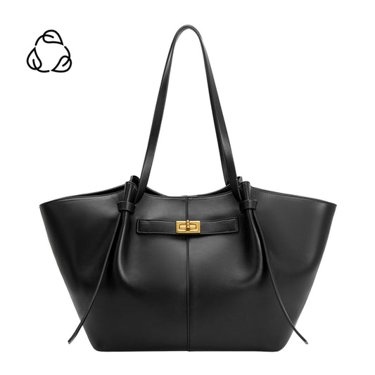 Melie Bianco Black Imelda Recycled Vegan Leather Tote Bag