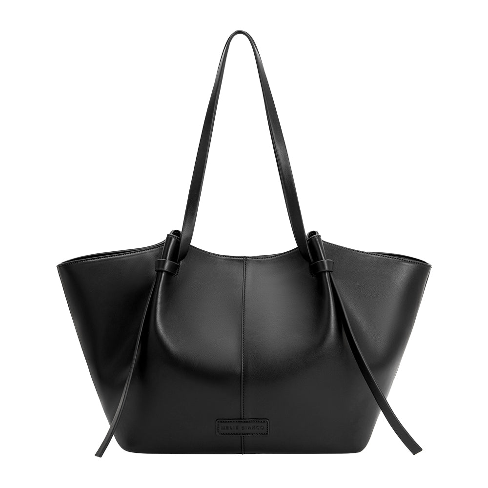 Melie Bianco Black Imelda Recycled Vegan Leather Tote Bag