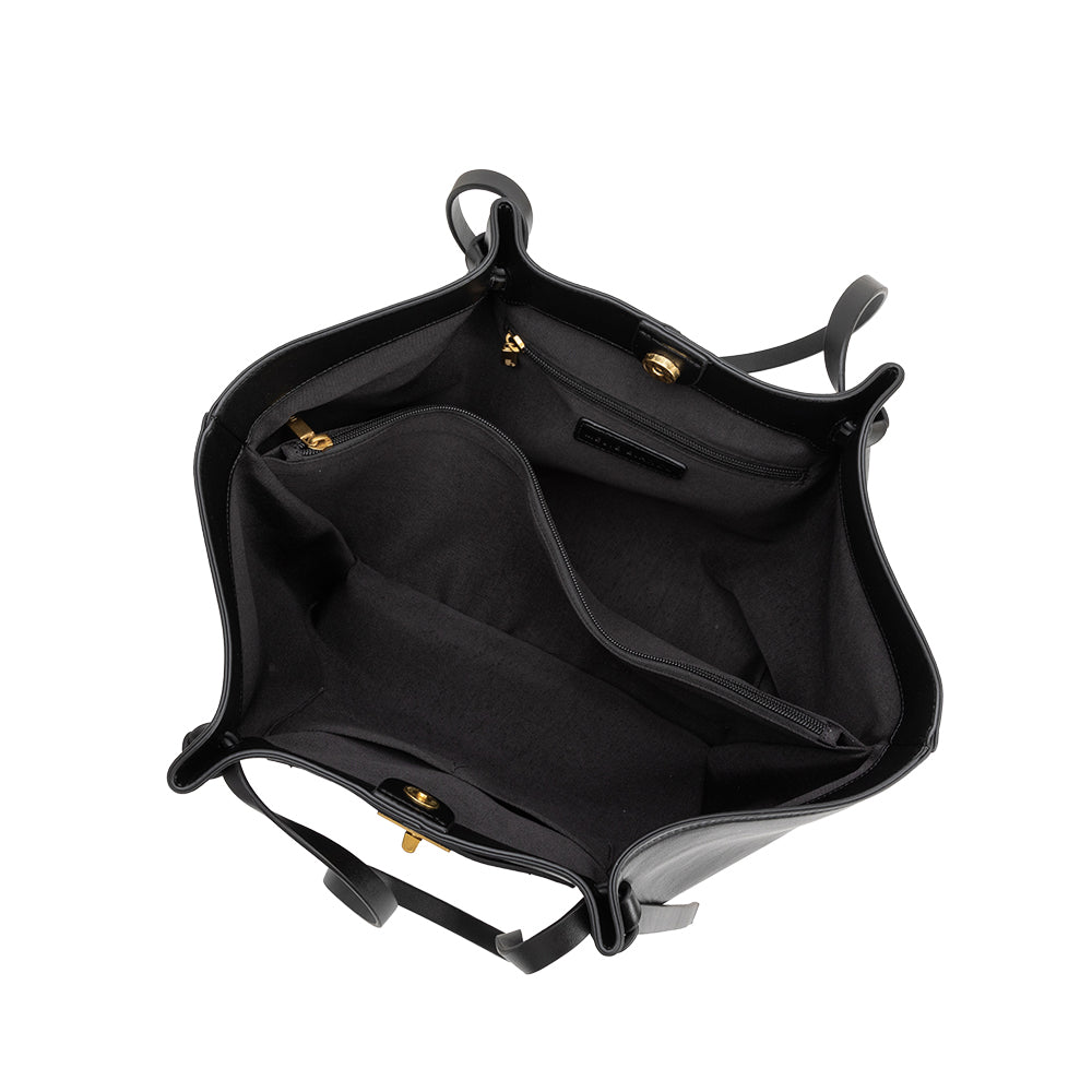 Melie Bianco Black Imelda Recycled Vegan Leather Tote Bag