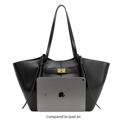 Melie Bianco Black Imelda Recycled Vegan Leather Tote Bag