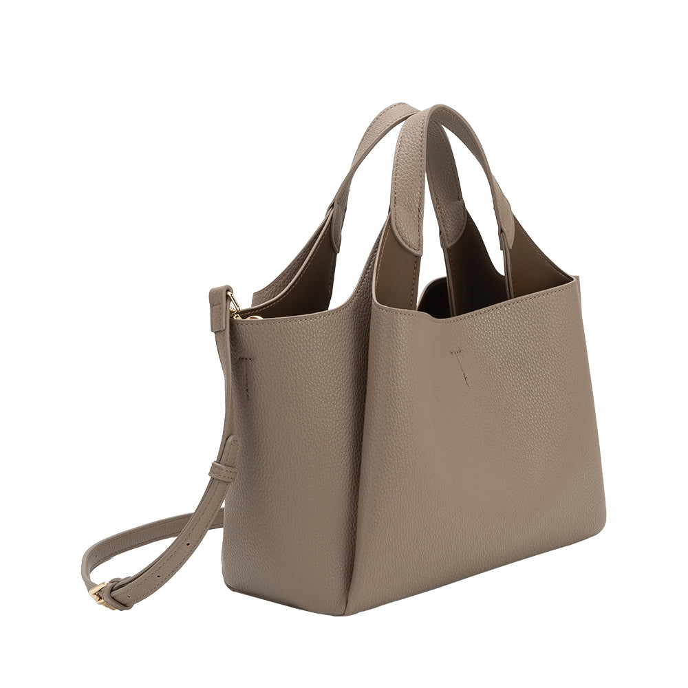 Melie Bianco Taupe Whitley Recycled Vegan Leather Tote Bag