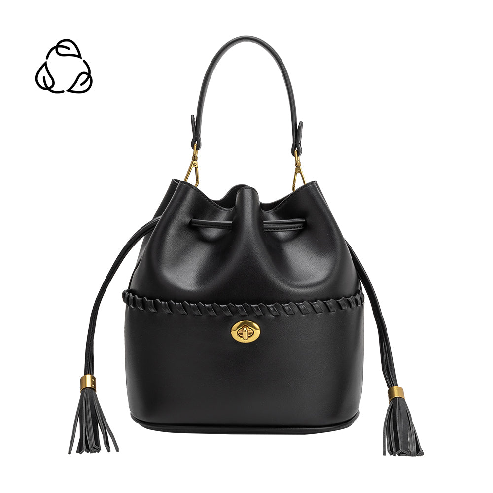 Melie Bianco Black Janae Recycled Vegan Leather Top Handle Bag