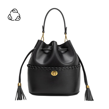 Melie Bianco Black Janae Recycled Vegan Leather Top Handle Bag